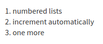 Markdown numbered lists